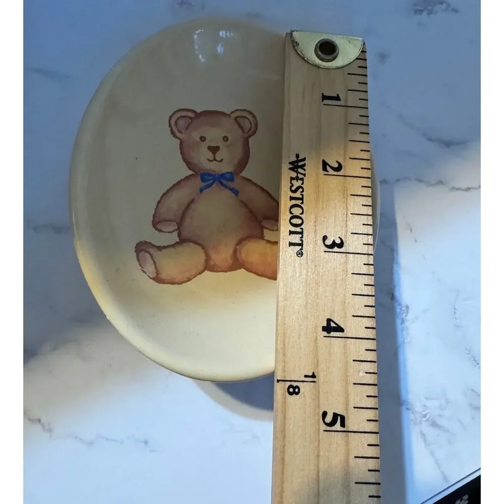Vtg Saturday Knight Ltd Teddy Bear Bathroom Set Ceramic Soap Dish Tumbler Cup